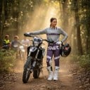 Motocrossset tröja och byxor Perforerad tröja med långa ärmar och byxor med spänne Polyester och nylon Grå tröja och lila byxor 7