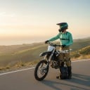 Motocrossset tröja och byxor Perforerad tröja med långa ärmar och byxor med spänne Polyester och nylon Mintgrön tröja och sandfärgade byxor 6