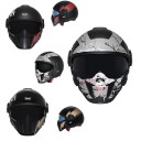 Motocyklová helma Výrazný grafický potisk a odnímatelná obličejová maska Velikost XL 61-62 cm Skořepina ABS a EPS výplň Ochrana obličeje 1