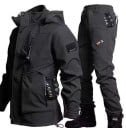 Motocyklová pláštěnka unisex bunda a kalhoty s kapucí kapsy ochrana proti dešti polyester bavlna pro jízdu na motorce 3