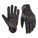 Motocyklové rukavice celoprstové kožené s perforáciou a chráničom kĺbov so zosilnenou dlaňou a suchým zipsom na zápästí na motorku 1