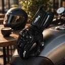 Motocyklové závodní rukavice s dlouhou manžetou a dvojím zapínáním na suchý zip s dotykovými prsty a kryty kloubů na motokros unisex 3