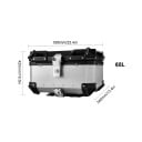 Motocyklový kufr 65L vodotěsný ABS úložný box 34 × 59 × 42 cm rychloupínací zadní kufr na motorku s klíči 3