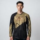 Motokrosový dres s dlouhým rukávem a výstřihem do V s asymetrickým geometrickým designem ve volném střihu na motorku a terénní jízdu 7
