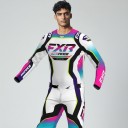 Motokrosový komplet dres a kalhoty Dres s dlouhým rukávem a kalhoty s přezkou Polyester a nylon Bílý s růžovými a tyrkysovými prvky 4