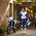 Motokrosový komplet dres a kalhoty Perforovaný dres s dlouhým rukávem a kalhoty s přezkou Polyester a nylon Bílomodrý dres a modré kalhoty 6