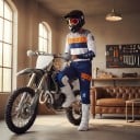 Motokrosový komplet dres a kalhoty Perforovaný dres s dlouhým rukávem a kalhoty s přezkou Polyester a nylon Modrobílý s oranžovými prvky 6