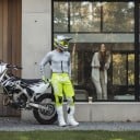 Motokrosový komplet dres a kalhoty Perforovaný dres s dlouhým rukávem a kalhoty s přezkou Polyester a nylon Šedý dres a žluté kalhoty 8