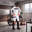 Motokrosový komplet dres a nohavice Perforovaný dres s dlouhým rukávom a nohavice s prackou Polyester a nylon Biely s čiernymi a oranžovými dielmi 6