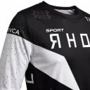 Motokrosový komplet dres a nohavice Perforovaný dres s dlouhým rukávom a nohavice s prackou Polyester a nylon Čiernobiely dres a čierne nohavice 7