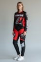 Motokrosový set dres a nohavice Unisex S dlhým rukávom a bielym potlačou Z polyesteru a nylonu Čierno-červená Na motorku motokros a enduro 6