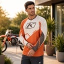 Motokrosowy dres z długim rękawem i dekoltem w kształcie V z asymetrycznym geometrycznym designem w luźnym kroju na motocykl i jazdę 5