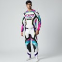 Motokrossikokonaisuus paita ja housut Pitkähihaiset paita ja housut soljella Polyesteri ja nylon Valkoinen vaaleanpunaisilla ja turkooseilla 5