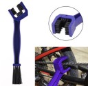 Motorcycle and Bicycle Chain Cleaning Brush U-shaped Head and Straight Brush for Sprockets Shaped Handle Blue Plastic 1