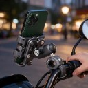 Motorcycle and Bicycle Phone Holder with Vibration Dampening 360° Ball Joint for Phones 5.5–7 Inches Handlebars 22–32 mm Aluminium CNC Grey 5