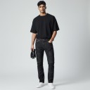 Motorcycle Jeans with Black Perforated Knee and Hip Protectors Mesh Panels and Flexible Inserts Polyester and Cotton Black Motorcycle Clothing 8