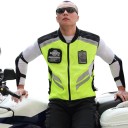 Motorcycle Reflective Vest Without Sleeves Reflective Stripes and Full-Length Zip Polyester Neon Yellow with Black Parts Motorcycle Clothing 7