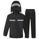 Motorcykel regnjakke komplet jakke og bukser unisex PVC sort med hætte og skærm beskyttelse mod regn kørsel på motorcykel 1