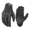 Motorcykelhandskar med pekfingrar och perforering på baksidan med formad knogskydd och kardborreband i retrostil unisex 1