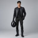 Motorkářské kalhoty s chrániči Pevné chrániče kolen a stehen Polstrování boků Pružný pas Polyester Unisex Černé Chráničové legíny 3