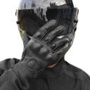 Motorradhandschuhe ganzfingerig perforiert mit Knöchelschutz und Fingerpolsterung aus Leder schwarz für das Fahren auf dem Motorrad 8