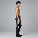 Motorradhosen mit Knieschutz und Oberschenkelpolstern Steißbeinschutz Gepolsterte Hüften Elastischer Bund Polyester Unisex Schwarz mit rotem 3