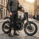 Motorradhosen mit Protektoren Feste Protektoren für Knie und Oberschenkel Polsterung an den Hüften Elastischer Bund Polyester Unisex Schwarz 7