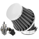 Motorradluftfilter 45mm Winkel 45° mit abnehmbarem Wasserschutz Universalansaugfilter 6,5x7,5 cm 3