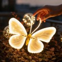 Motýlí LED Světlo 40 x 25 cm Statické Svítící Motýl Se Stojánkem Do Země Pevná Křídla 12 V S Transformátorem ABS Teplé Bílé Na Zahradu 6