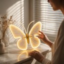 Motylowe LED Światło 40 x 25 cm Statyczny Świecący Motyl Z Stojakiem Do Ziemi Stałe Skrzydła 12 V Z Transformatorem ABS Ciepła Biała Na Ogród 2