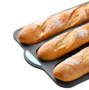 Moule à pâtisserie pour 3 baguettes avec revêtement antiadhésif 24 × 34,5 cm Plaque perforée pour la cuisson Noir moule à four 3