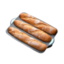 Moule à pâtisserie pour 3 baguettes avec revêtement antiadhésif 24 × 34,5 cm Plaque perforée pour la cuisson Noir moule à four 4