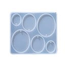 Moule en silicone 10,9 x 9,6 cm Pendentifs ovales Moule pour résine avec trous pour anneaux Fabrication de bijoux boucles d'oreilles et décorations 1