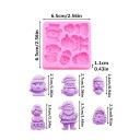 Moule en silicone 6,5 x 6,5 cm Figurines de Noël Santa, bonhomme de neige, Madame Claus Moule pour couler de la cire, de la résine, du plâtre et du savon 2