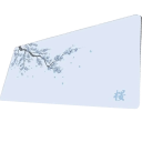 Mouse and Keyboard Pad 400 x 800 x 2 mm with Floral Design Light Blue with Branch and Blue Flowers for Desk 1