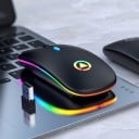 Mouse wireless reîncărcabil cu iluminare LED colorată Conexiune prin receptor USB Rezoluție 1600 DPI Durata de viață a bateriei 7 zile Încărcare 5