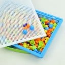 Mozaica cu ciupercuțe colorate pentru copii 296 bucăți Joc creativ din plastic ABS Tablă cu spațiu de depozitare și mânere 29 x 21 x 3,5 cm 5
