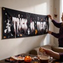 Μπανέρ Χαλοουίν Trick or Treat με μάγισσες 200 x 40 εκ. Πολυεστέρας με μεταλλικά μάτια Μαύρη και άσπρη διακόσμηση για φράχτη και βεράντα Πινακίδα 2