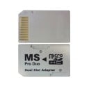 MS Pro Duo adapter til to Micro SD og Micro SDHC kort Reduktion af hukommelseskort til enheder med MS Pro Duo slot Nummererede slots Plast 2