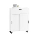 Mueble de baño móvil 52 x 68 x 17 cm con puertas correderas y cuatro ruedas acabado 3 1