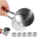 Mug en acier inoxydable avec anse fixe de 220 ml en acier inoxydable de couleur argentée pour boire du café, du thé et d'autres boissons à la maison 3