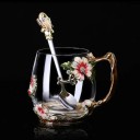 Mug en verre décoré avec cuillère 1