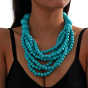 Multi-layered Wooden Bead Necklace Length 46+7 cm Wooden Beads Multiple Rows Statement Necklace for Everyday and Formal Wear 2