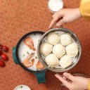 Multifunctional Electric Pot 1.2 L 600 W with Steamer and Rice Cooker Green Compact Pot for Soups, Noodles and Eggs 3