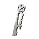 Multifunkční otvírák na lahve a konzervy 7,5 x 1,8 cm kovový stříbrný klíčenka multitool na klíče EDC do kapsy na cesty i kempování 1