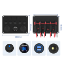 Multifunkcyjny panel 12V-24V z podwójnym gniazdem USB, woltomierzem, gniazdem 12V i 5 przełącznikami LED z zabezpieczeniem przed przeciążeniem 2