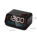 Multifunktionelt LED-vækkeur med FM-radio 11,3 x 8,6 x 7,15 cm Temperatur Luftfugtighed USB-strømforsyning 2 alarmer Stemmeaktiveret vækning Justerbar lysstyrke 4