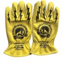 Multipurpose Motorcycle and Work Gloves in Yellow with Skull and Lightning Print and Elastic Cuff for Motorcycle and Garden Unisex 8