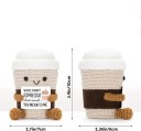 Muñeca decorativa de ganchillo taza de café 7 x 7 x 6 cm Figura textil tejida a mano con la inscripción Bonita decoración para el hogar 3
