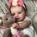 Muñeca Reborn niña 43 cm Muñeca de vinilo realista con cabello castaño 2